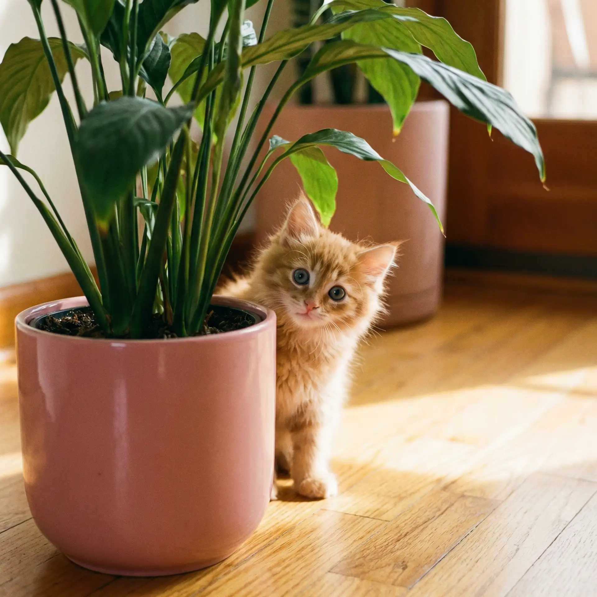 小猫从花盆后探头 - 吃瓜每日大赛